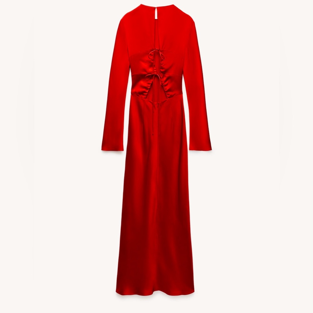 ZARA NWT RED DRESS BACK V-NECK ZW COLLECTION - Picture 8 of 13